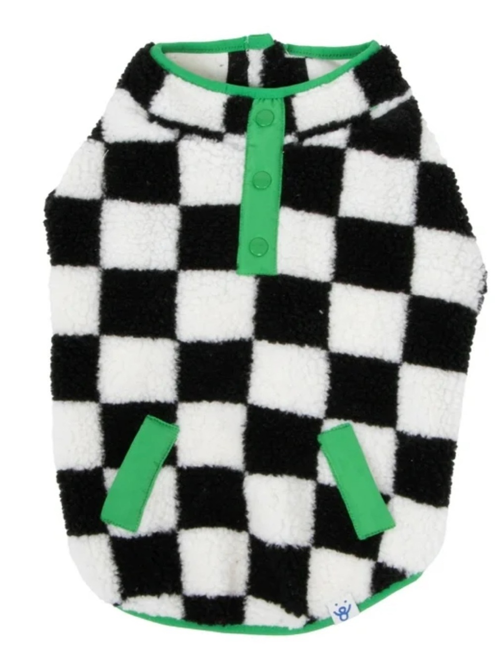 NWT Oodles Fleece Dog Coat, Black & White Checkered, size Small (10-18 lbs)